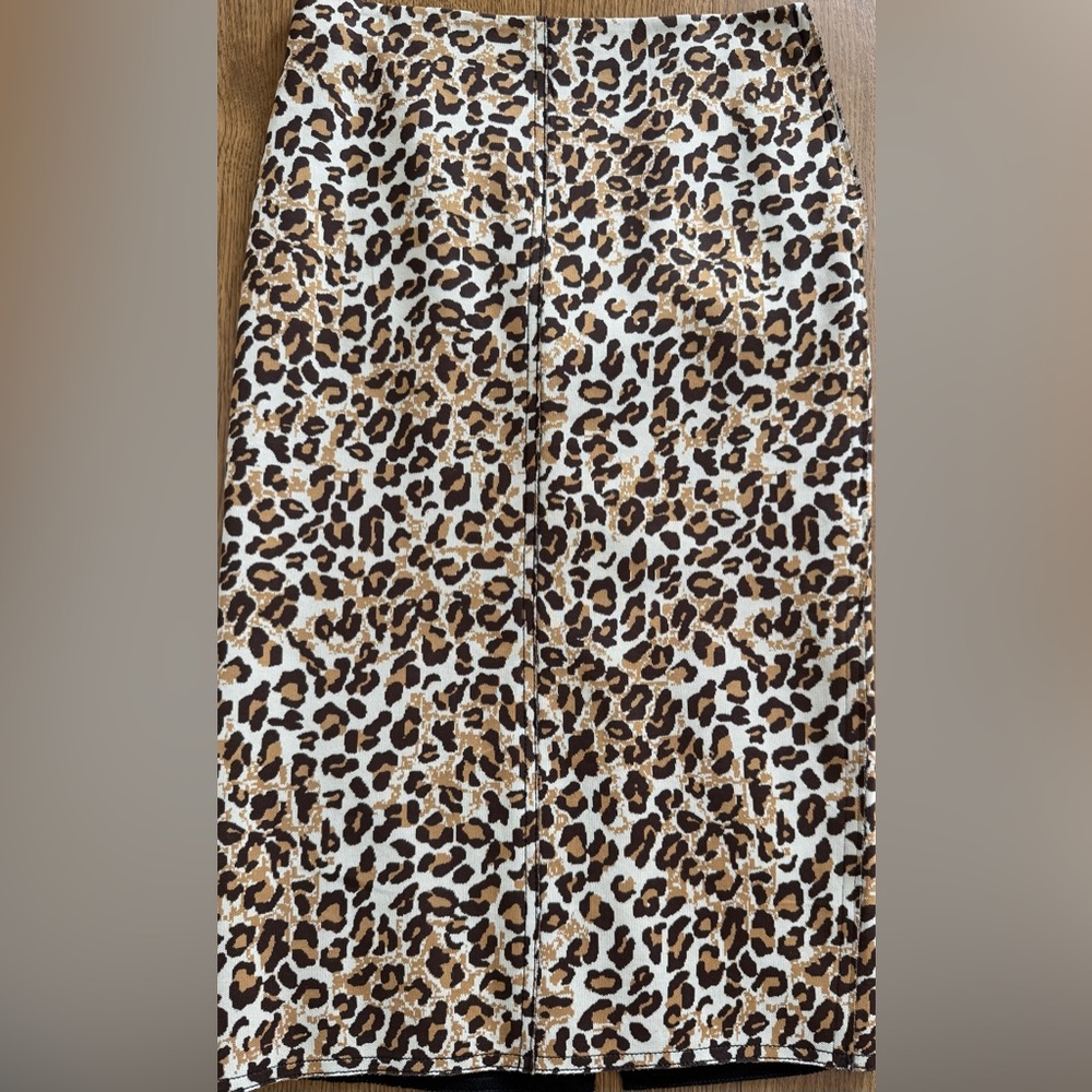 St. John Animal Print Skirt in Black, Brown and Cream